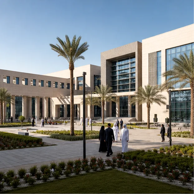 Modern UAE educational institution and organized campus environment